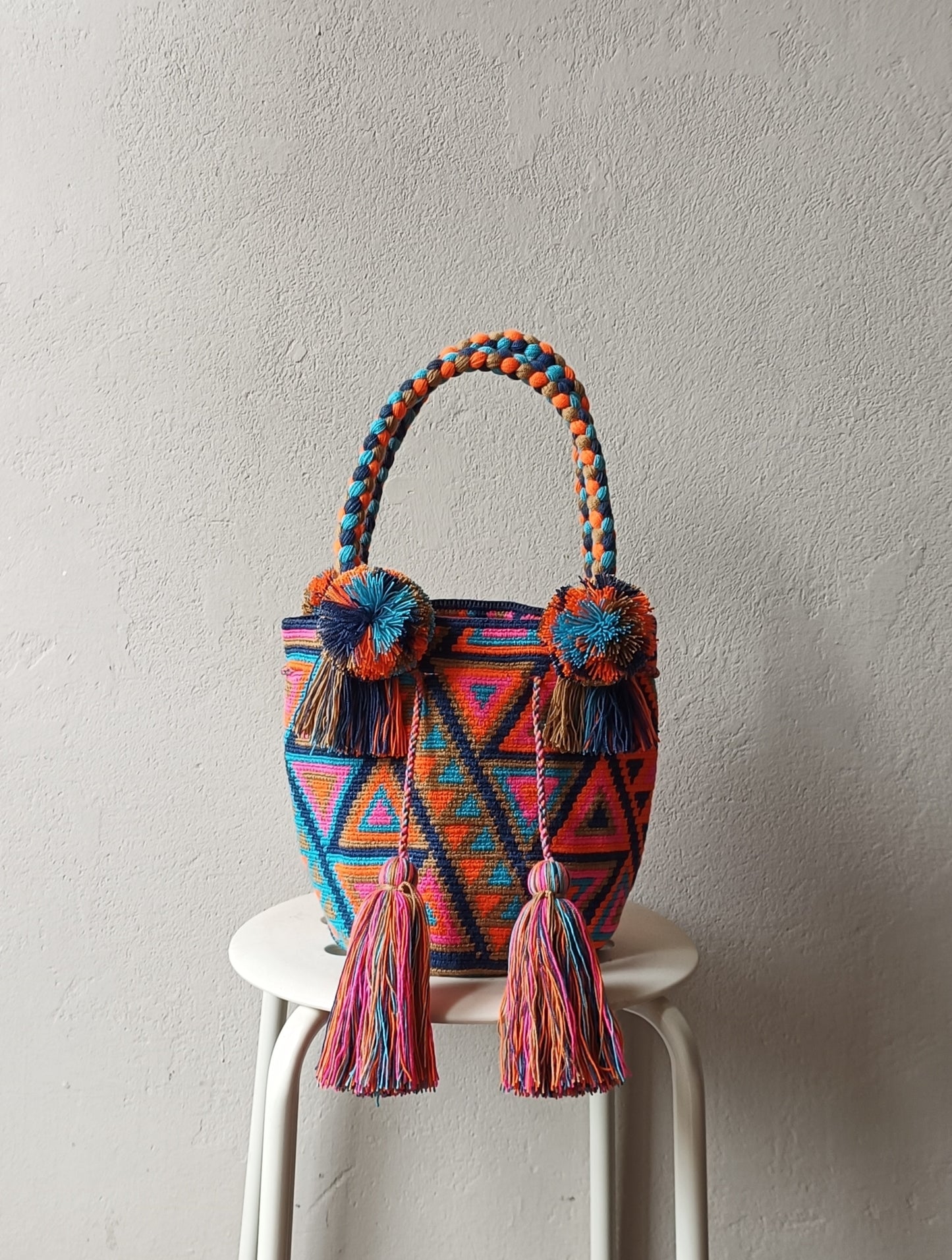 Mochila handbag M blue and orange