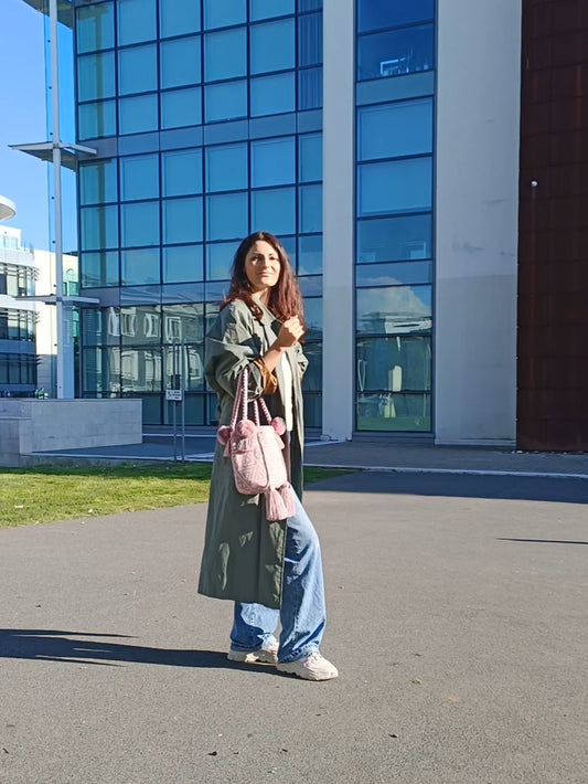 Sac à main mochila M rose et gris perle