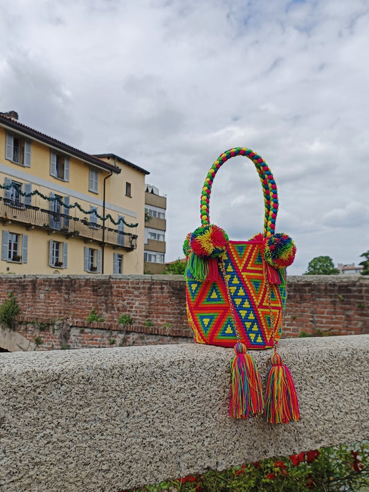 FIN DE SÉRIES - Sac à main mochila M fuchsia et bleu