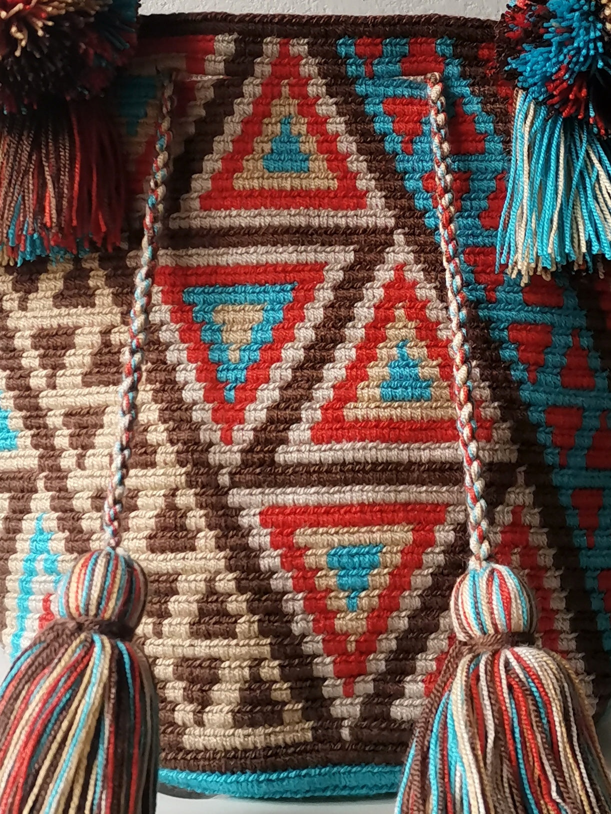 Sac à main mochila M marron et bleu turquoise