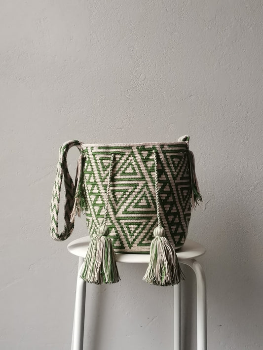 Mochila shoulder bag M/L beige and green