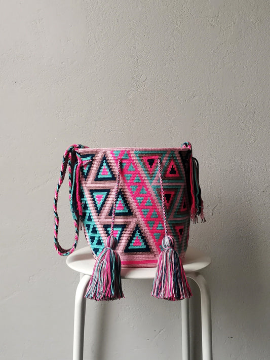 Mochila shoulder bag M/L pink and blue