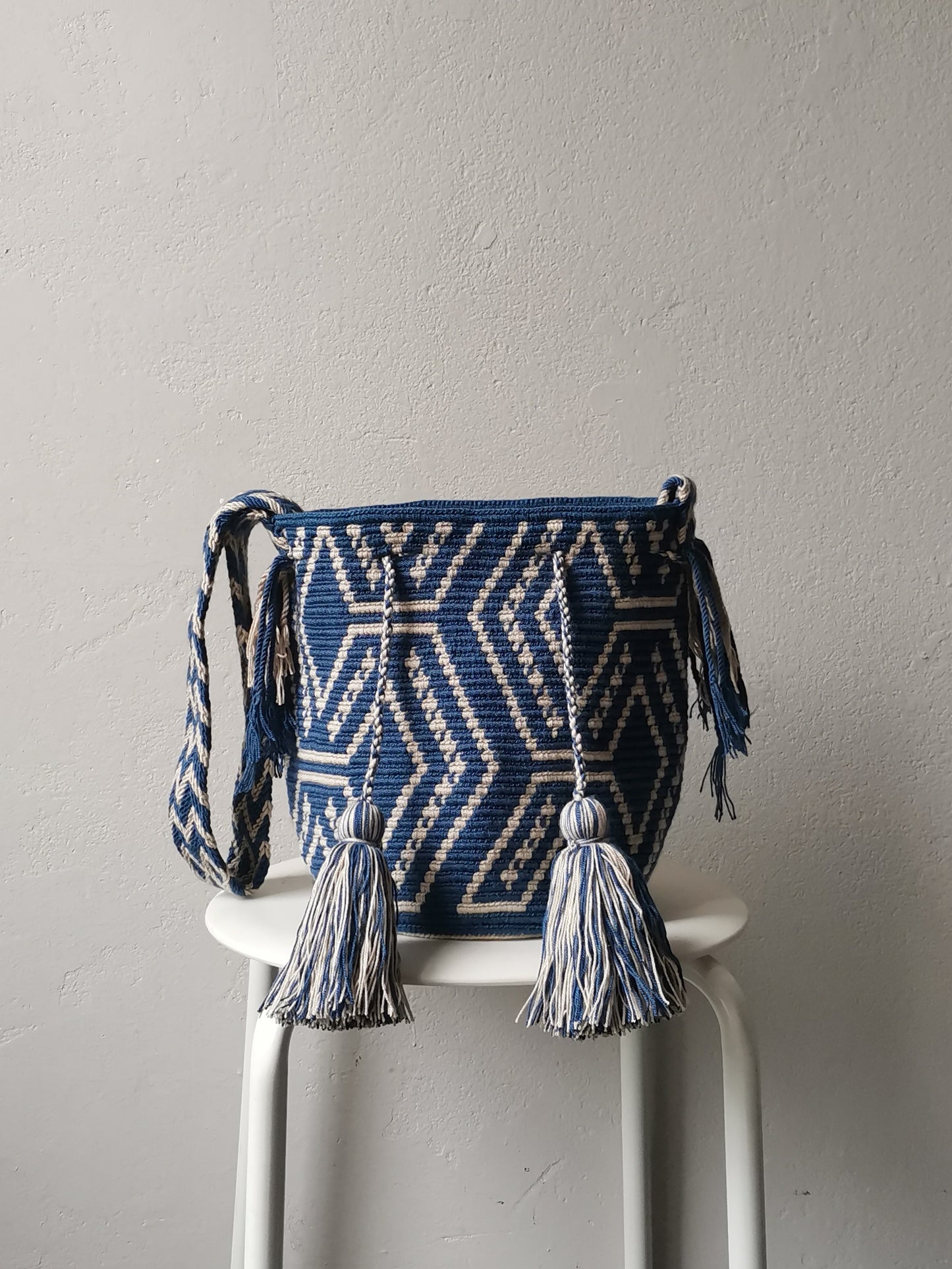 Sac avec bandoulière mochila M/L bleu jean et beige