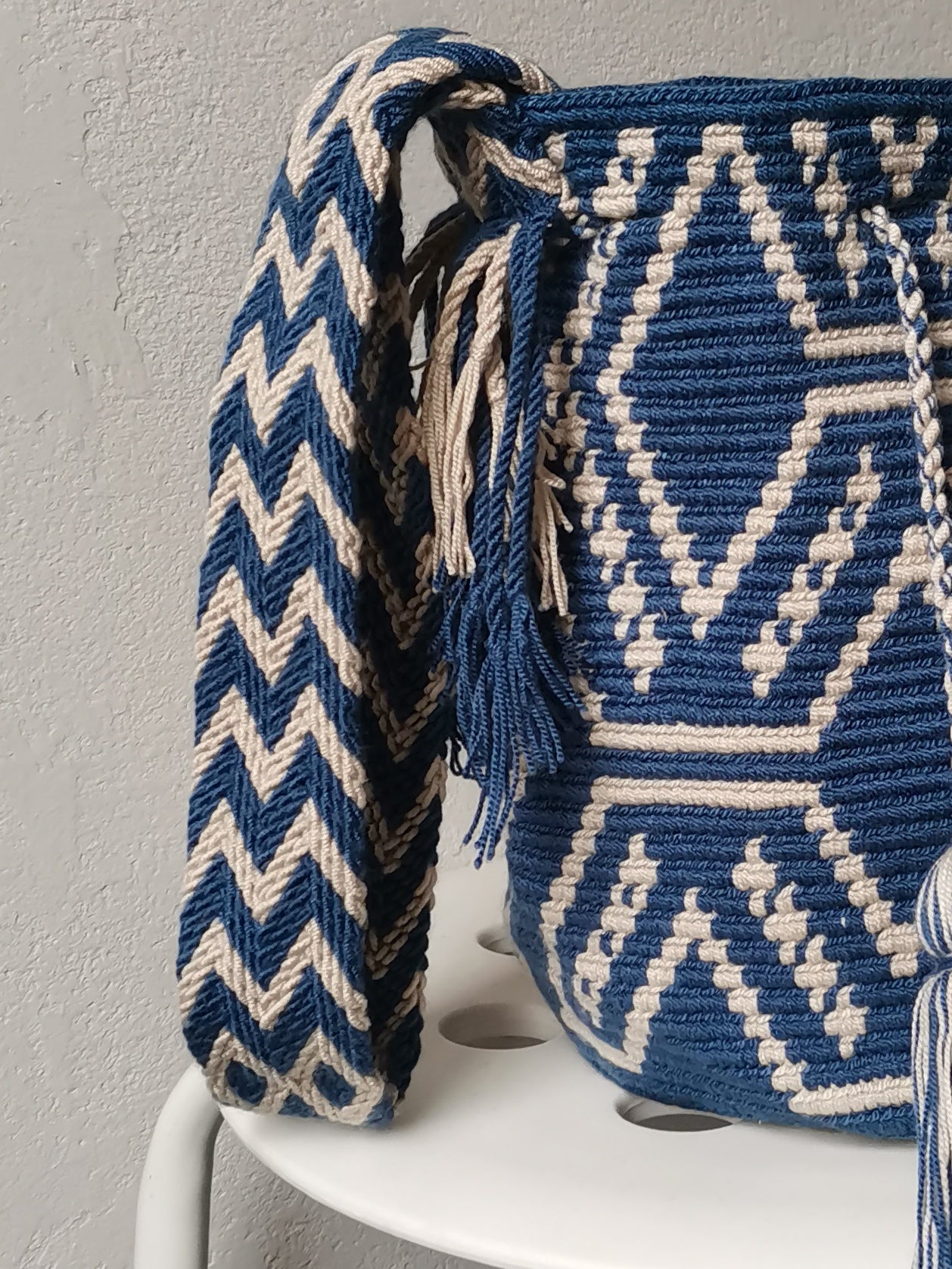 Sac avec bandoulière mochila M/L bleu jean et beige