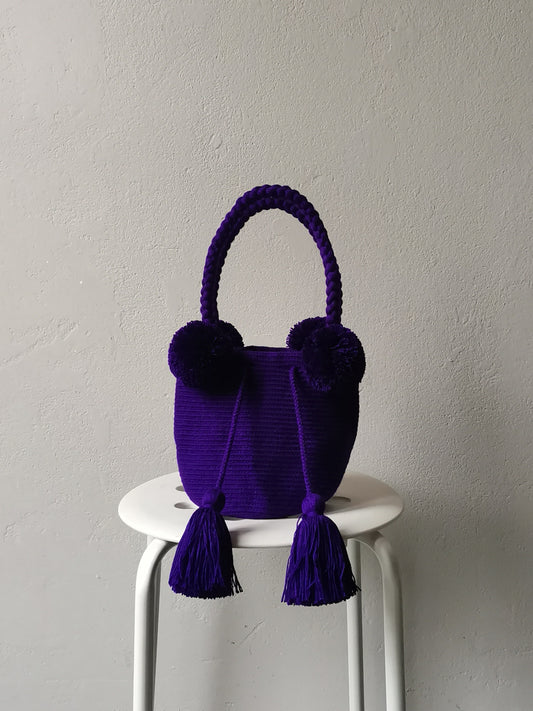 Borsa mochila a mano S monocolore viola scuro