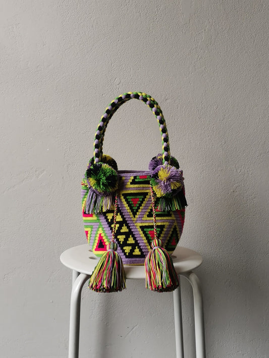 Sac à main mochila S/M lilas et jaune