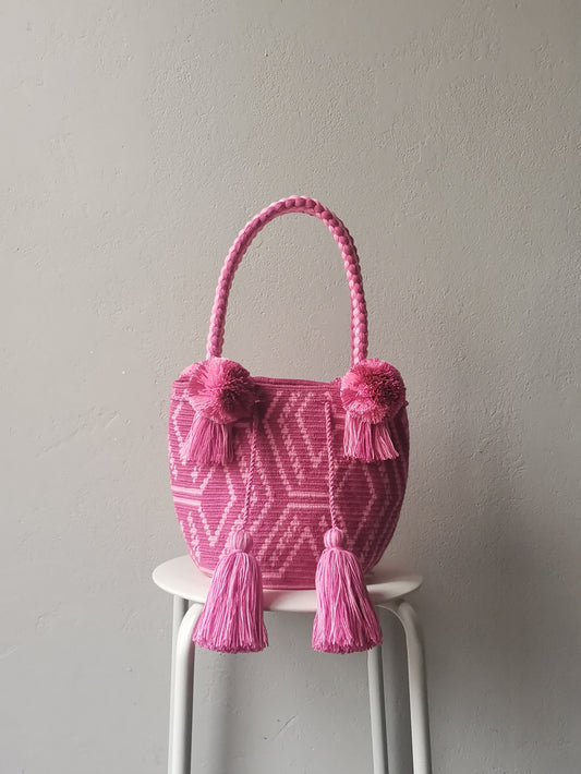  Mochila handbag M/L pink and bright pink