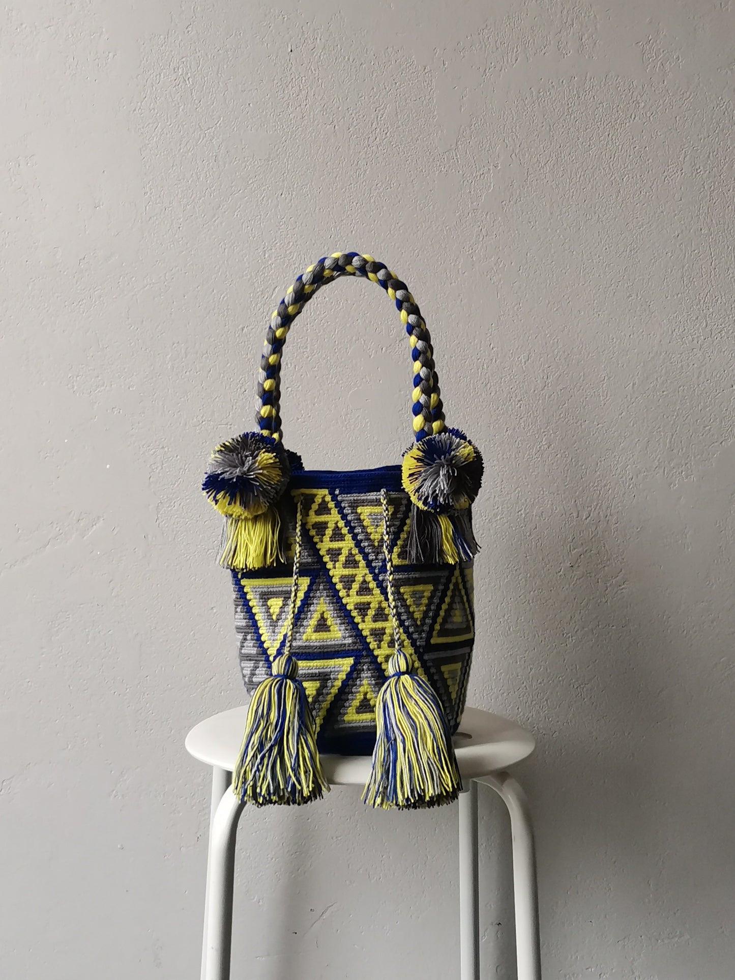 Sac à main mochila M bleu et jaune