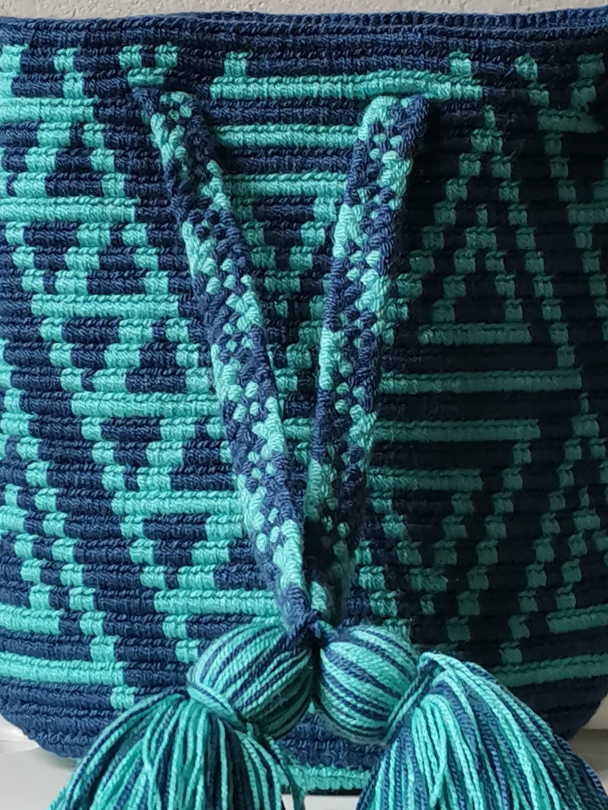 Sac à main mochila S bleu et bleu clair