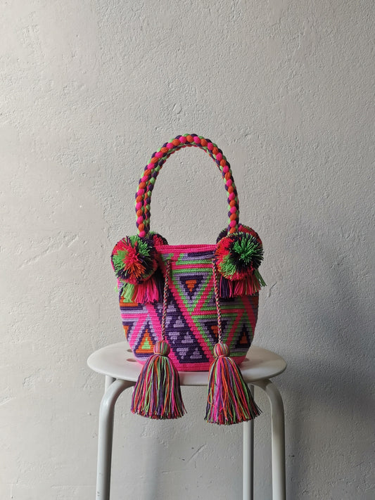 Mochila handbag S pink and purple